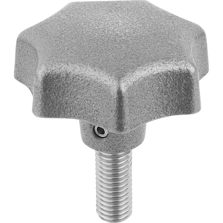 Kipp Star Grip D=M06X15, D1=32 H=20, Form:L, Grey Cast Iron Comp:Stainless Steel K0151.606X15